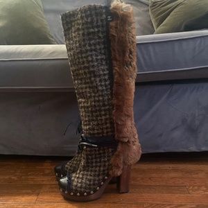 CHANEL Tweed Boots